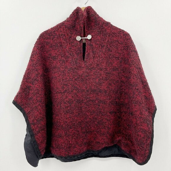 Flamstead of Vermont Vintage Red & Black Wool Poncho Cape Jacket - Picture 3 of 10